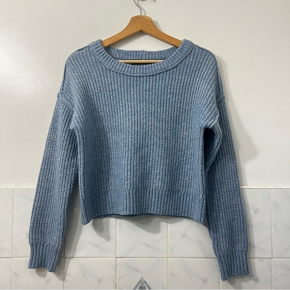 American Eagle Women’s XXS Oversized Fisherman Cropped Sweater Minimalist Cozy